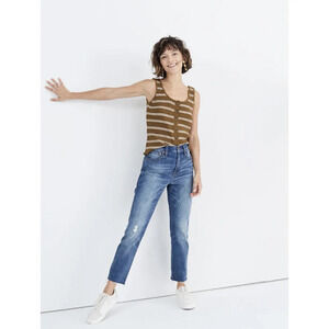 Madewell High Rise Slim Boyjean Dover Wash Raw Hemmed Edition